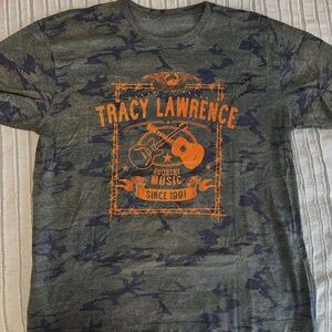 SIGNED Tracy Lawrence Camo Graphic T-Shirt with Orange Print